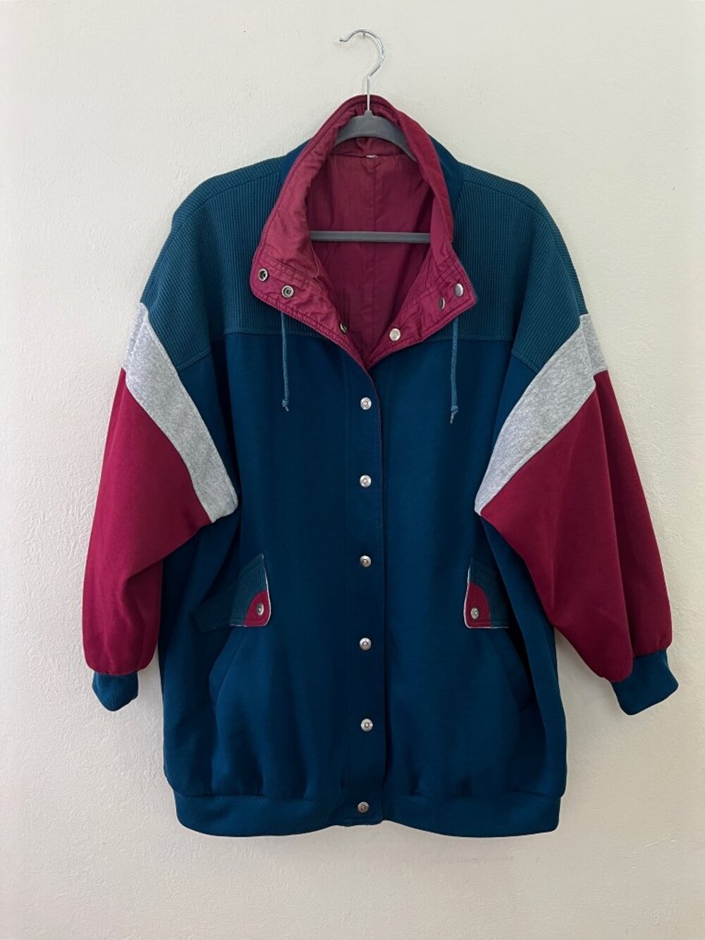 Vintage 90s Be In The Current Seen Reversible Color Block Unisex Jacket Sz S-XL